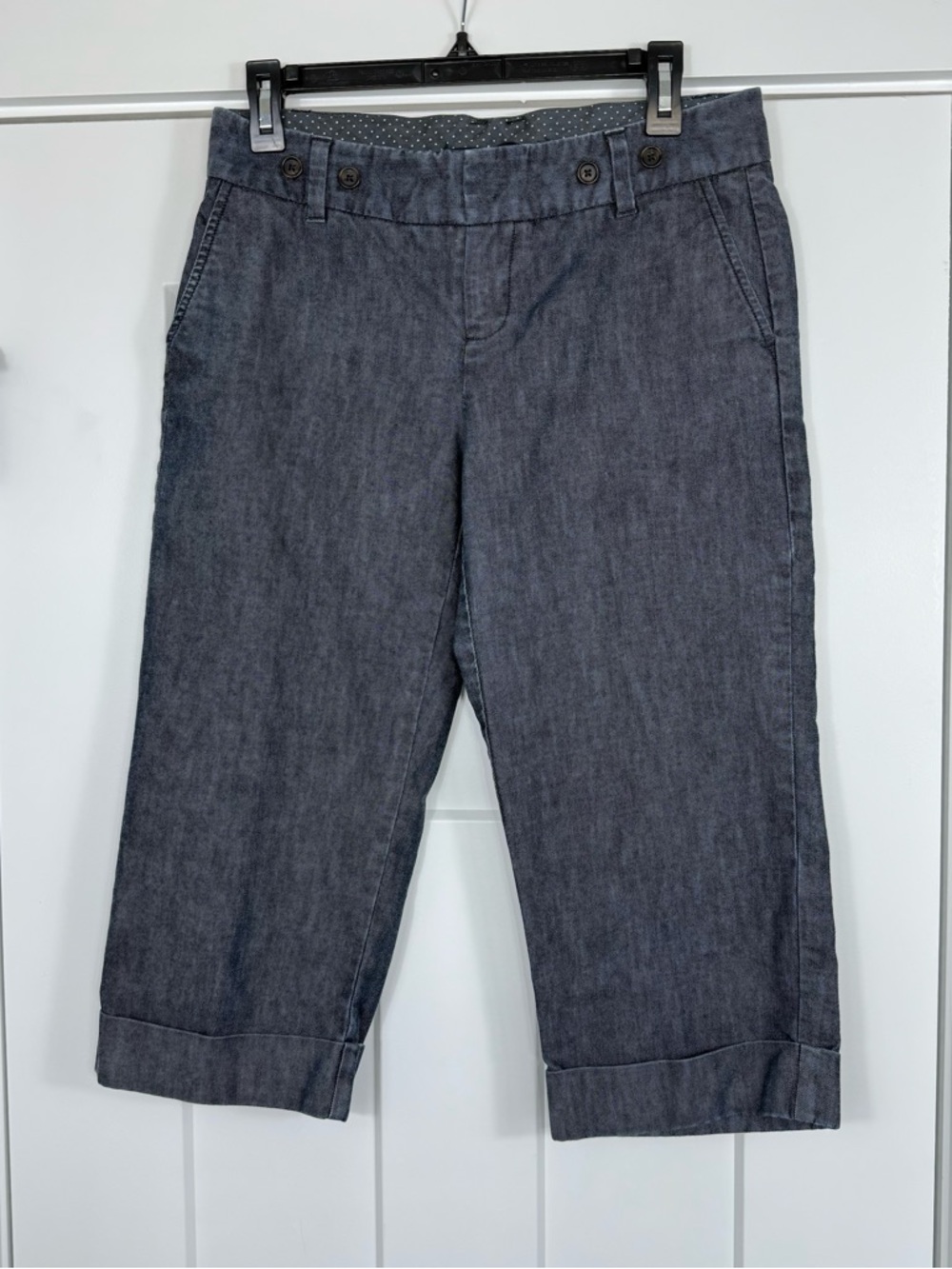 Gap Denim Capris Dark Wash Cuffed Hems Straight Leg Back Pockets Women’s Size 6